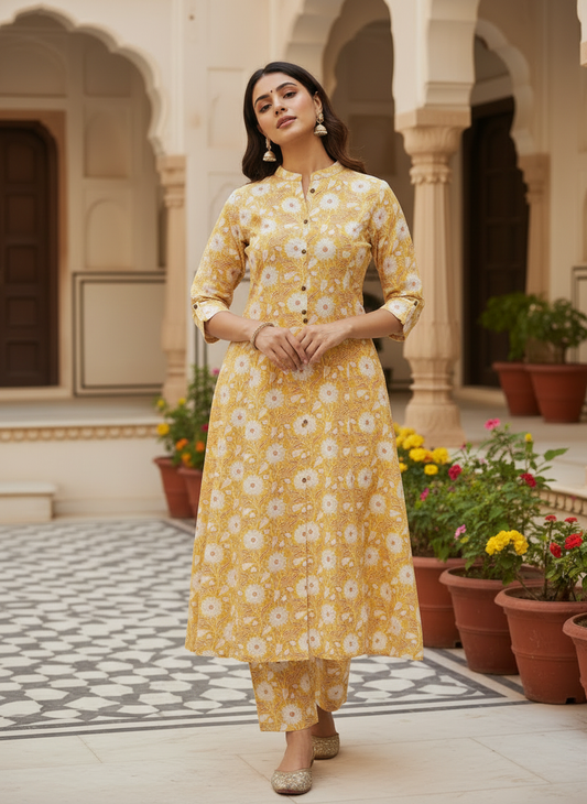 YellowFlora Kurta Set