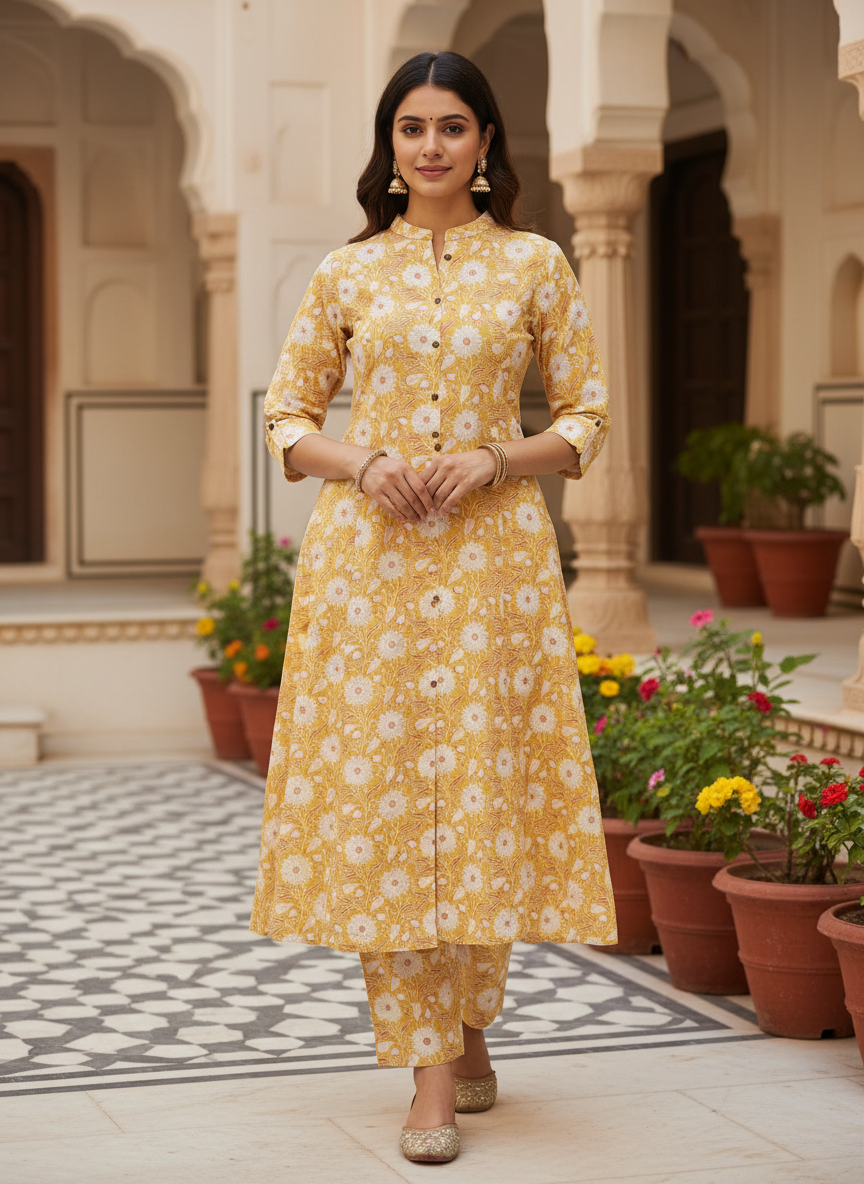 YellowFlora Kurta Set