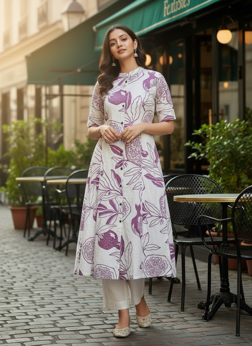 SoftWeave Botanical Kurta