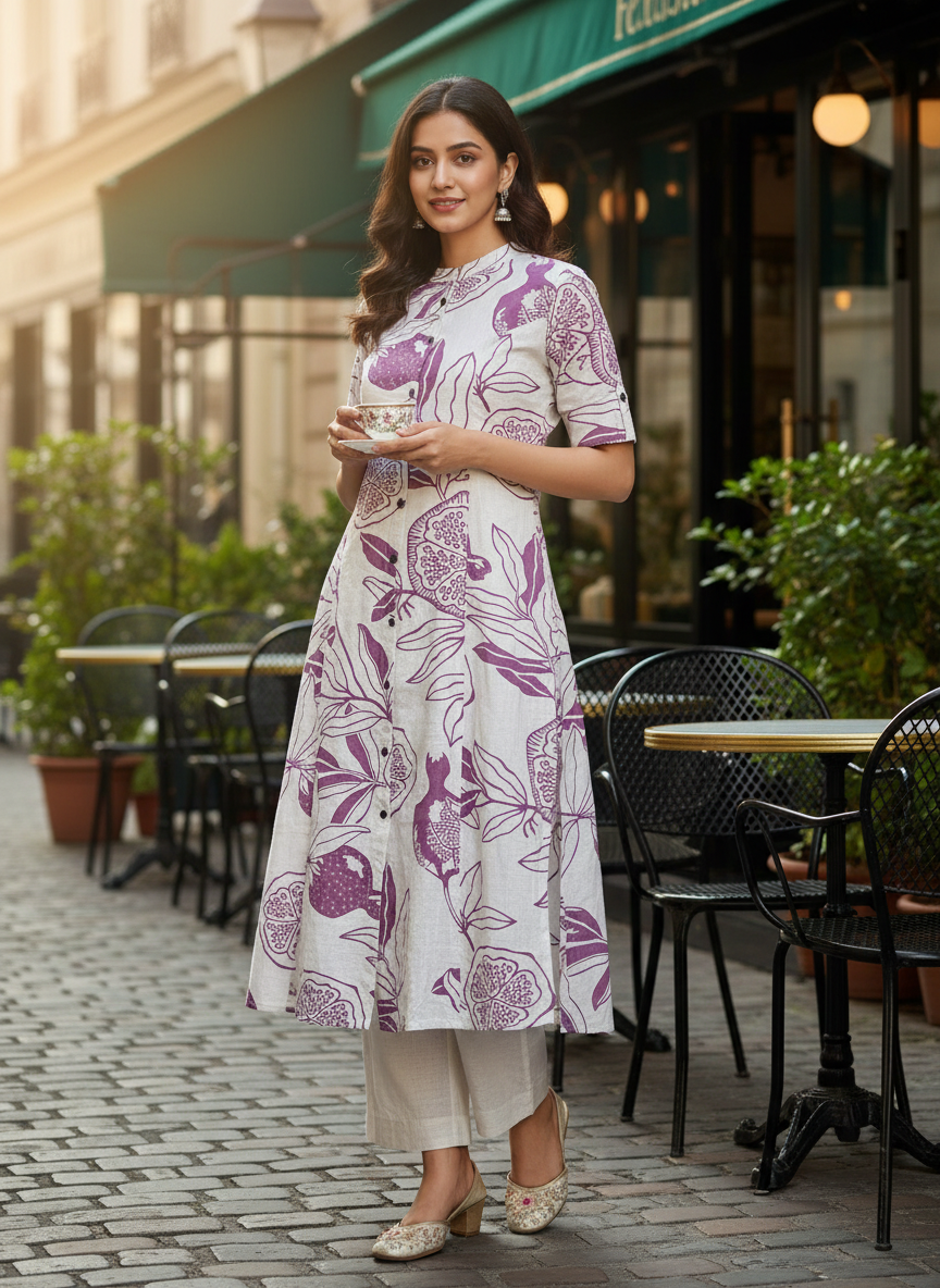 SoftWeave Botanical Kurta