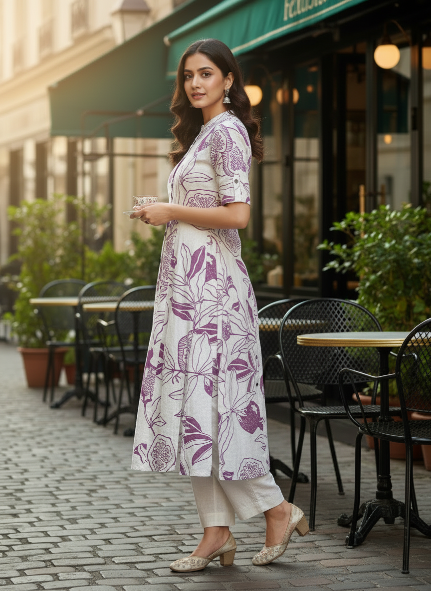 SoftWeave Botanical Kurta