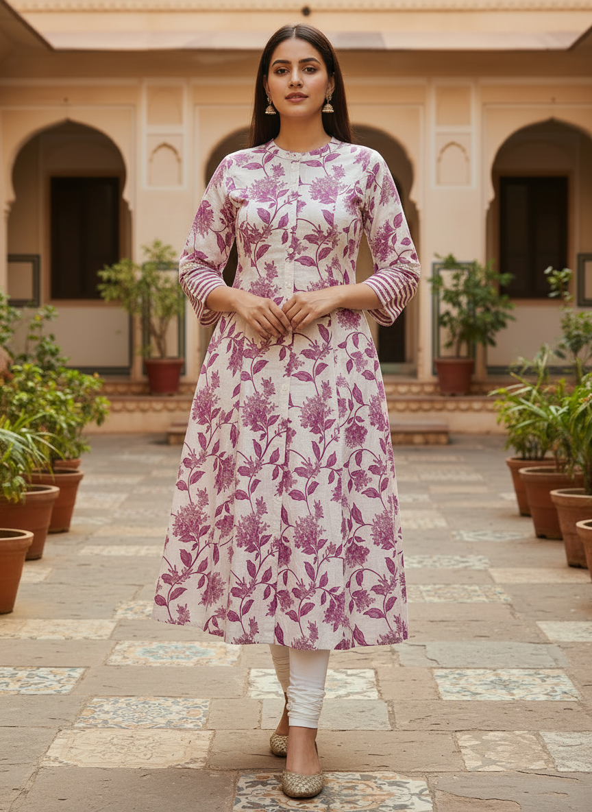PinkBloom Flared Kurti