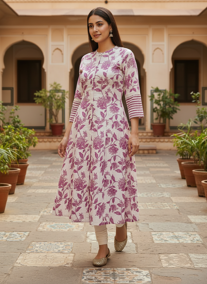 PinkBloom Flared Kurti