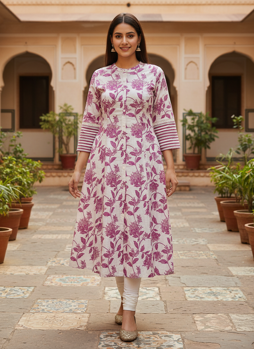 PinkBloom Flared Kurti